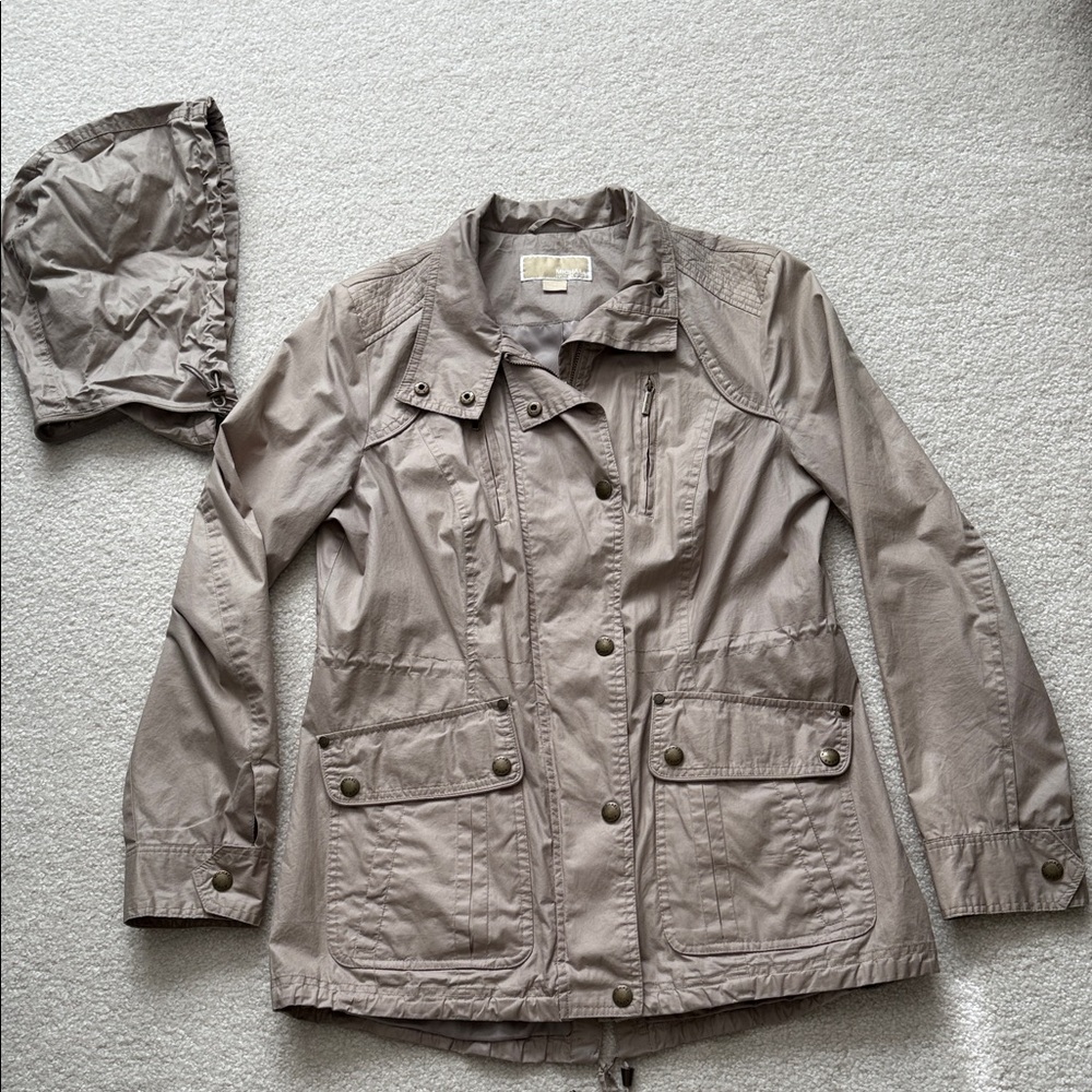Michael Kors Beige Utility Jacket with Hood